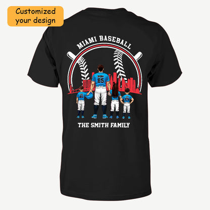 Personalized Miami Baseball Family Dad Shirt, Perfect Gift For Dad, Father, Grandpa, Family, Baseball Lovers