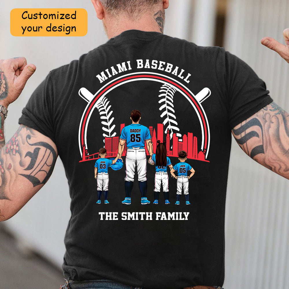 Personalized Miami Baseball Family Dad Shirt, Perfect Gift For Dad, Father, Grandpa, Family, Baseball Lovers