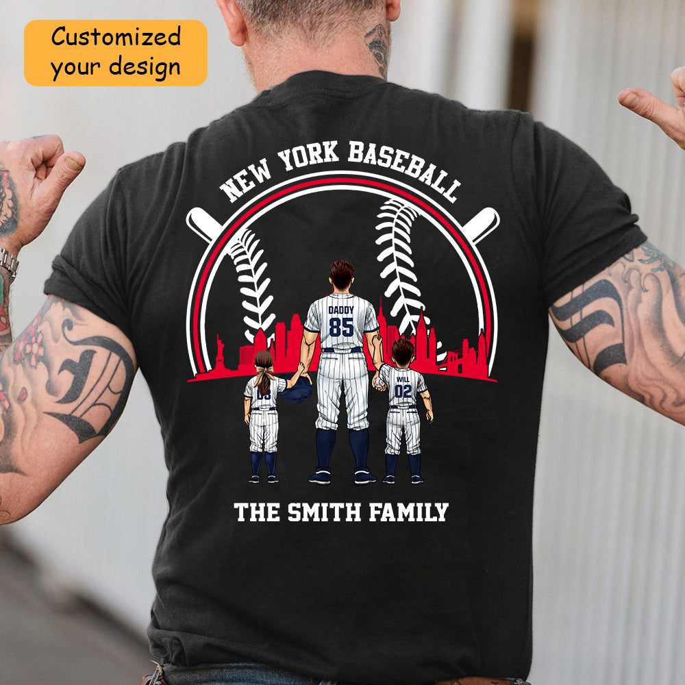 Personalized New York Y Baseball Family Dad Shirt, Perfect Gift For Dad, Father, Grandpa, Family, Baseball Lovers