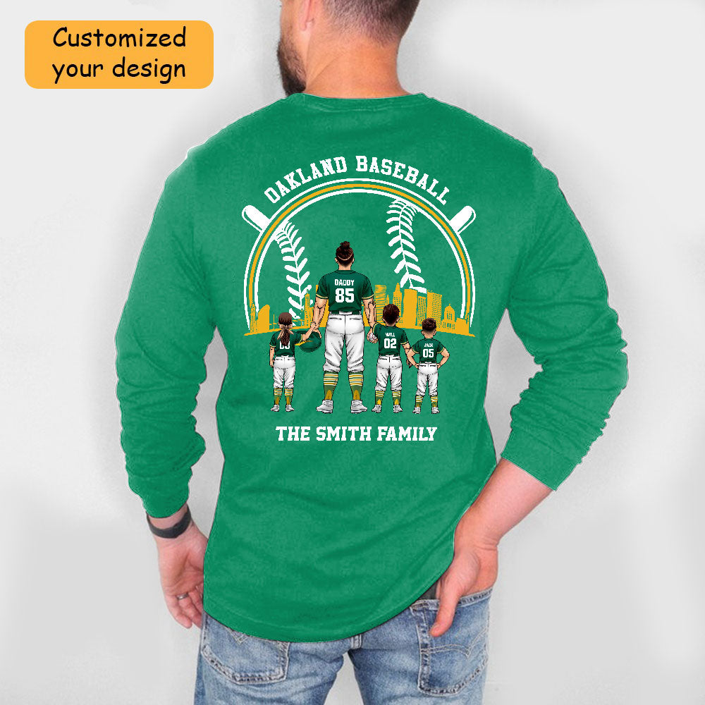 Personalized Oakland Baseball Family Dad Shirt, Perfect Gift For Dad, Father, Grandpa, Family, Baseball Lovers