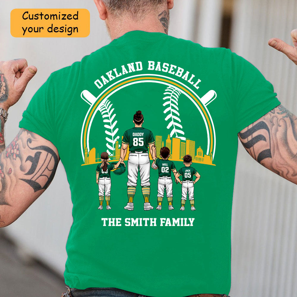 Personalized Oakland Baseball Family Dad Shirt, Perfect Gift For Dad, Father, Grandpa, Family, Baseball Lovers