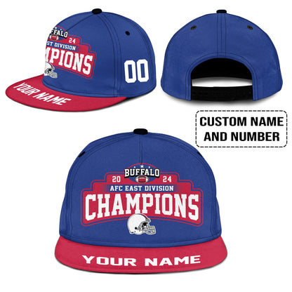 Buffalo American Football 2024 AFC East Champions Snapback Hat Cap Custom, Conquered The East Champs Buffalo Snapback Hat Cap