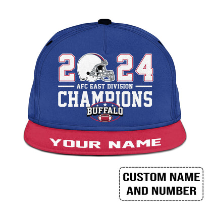Buffalo American Football 2024 AFC East Champions Snapback Hat Cap Custom, Conquered The East Champs Buffalo Snapback Hat Cap