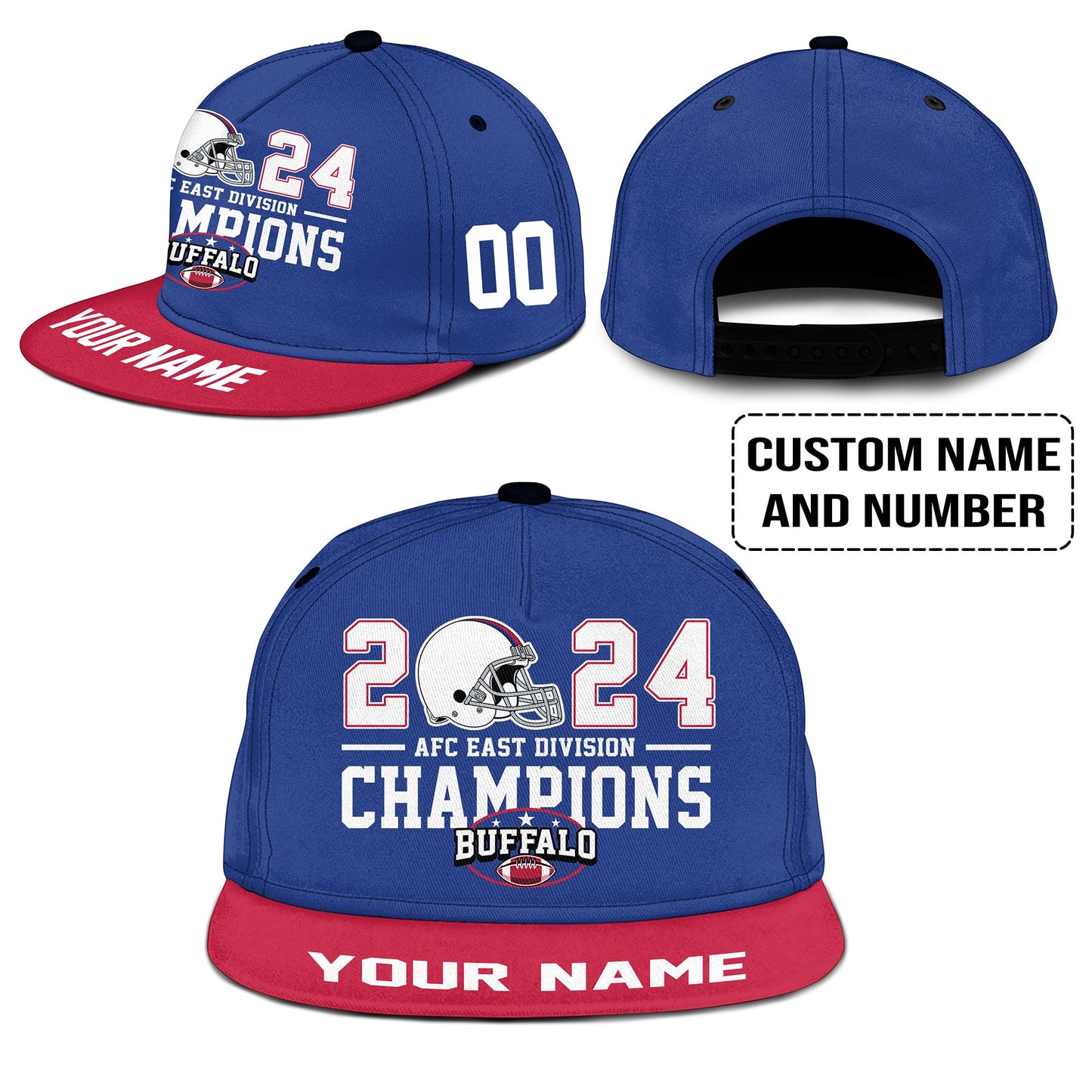 Buffalo American Football 2024 AFC East Champions Snapback Hat Cap Custom, Conquered The East Champs Buffalo Snapback Hat Cap
