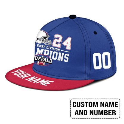 Buffalo American Football 2024 AFC East Champions Snapback Hat Cap Custom, Conquered The East Champs Buffalo Snapback Hat Cap