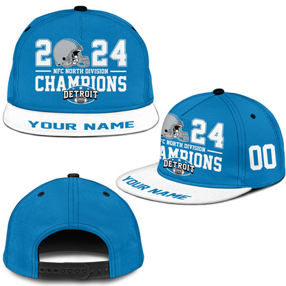 Custom Detroit American Football 2024 NFC North Division  Champions Snapback Hat Cap, Division Champs Custom Snapback Hat Cap