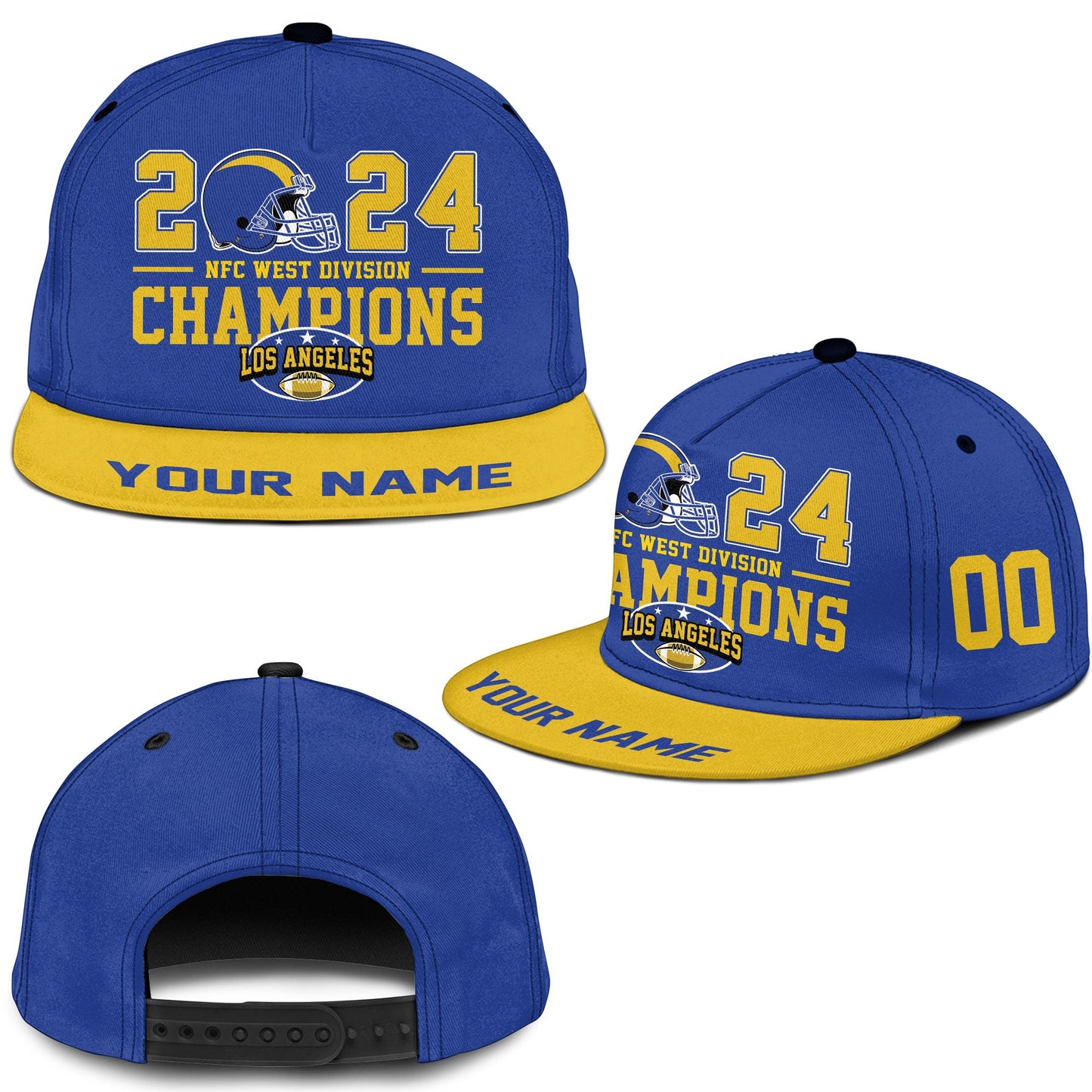 2024 Custom Los Angeles American Football NFC West Division  Champions Snapback Hat Cap, Division Champs Custom Snapback Hat Cap