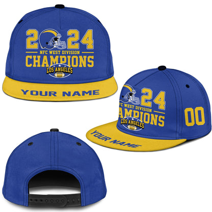 Custom Los Angeles American Football 2024 NFC West Division  Champions Classic Hat Cap, Division Champs Custom Classic Hat Cap