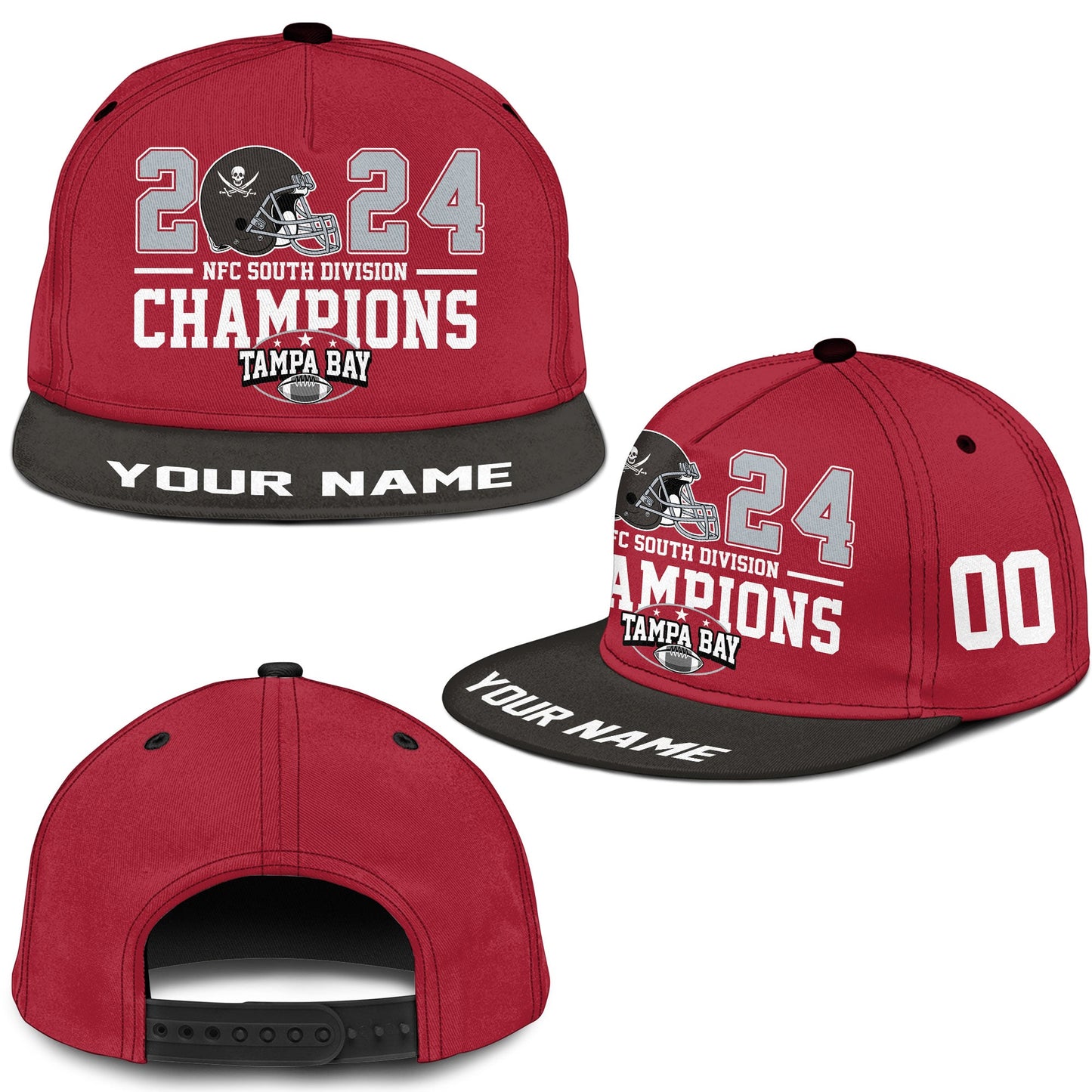 2024 Custom Tampa Bay American Football NFC South Division Champions Snapback Hat Cap, Tampa Bay Division Champs Custom Snapback Hat Cap