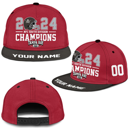 2024 Custom Tampa Bay American Football NFC South Division Champions Snapback Hat Cap, Tampa Bay Division Champs Custom Snapback Hat Cap