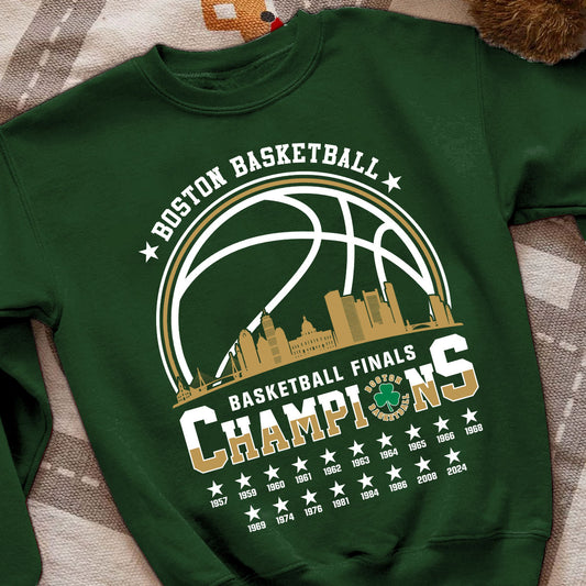 Boston American Basketball 2024 Playoff Final Champions Sweatshirt, Basketball Skyline Champs Shirt For Boston Basketball Fans