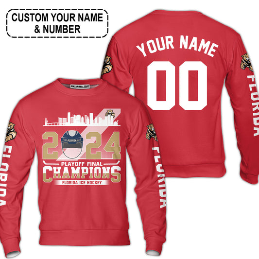 Customized Florida Ice Hockey 2024 Playoff Final Champions Sweatshirt, Florida Hockey Shirt For Florida Ice Hockey Lovers - AOP