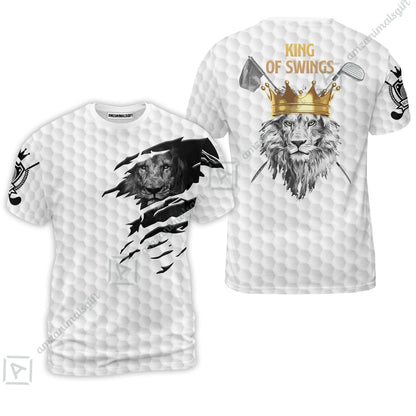 Black And White Lion King Sketching Golf Hawaiian Shirt, King Of Swings Lion Golfing Hawaiian Shirt