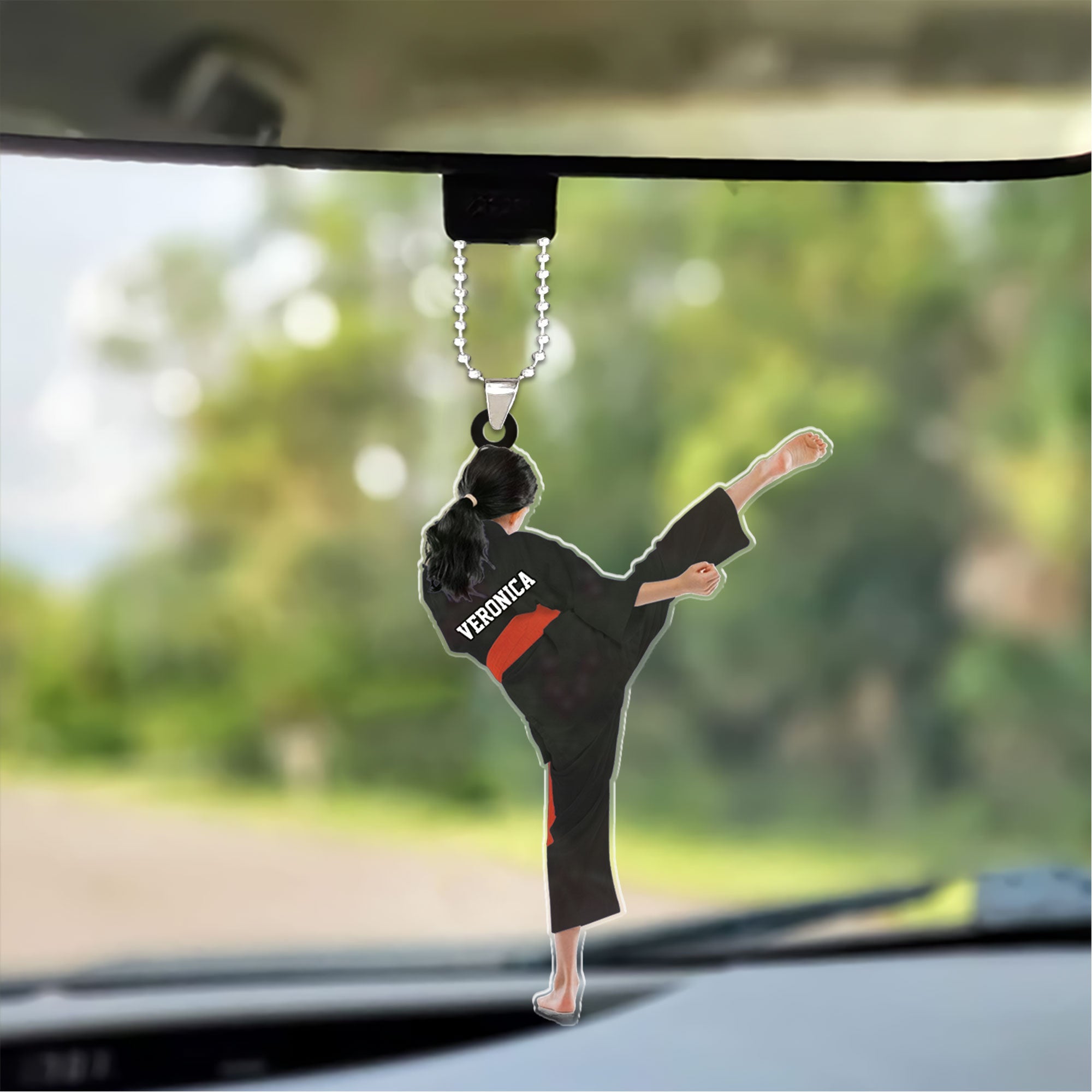 Personalized Girl Karate, Taekwondo Girl, Martial Car Ornament For Daughter - Gift For Karate Team, Karate Lovers