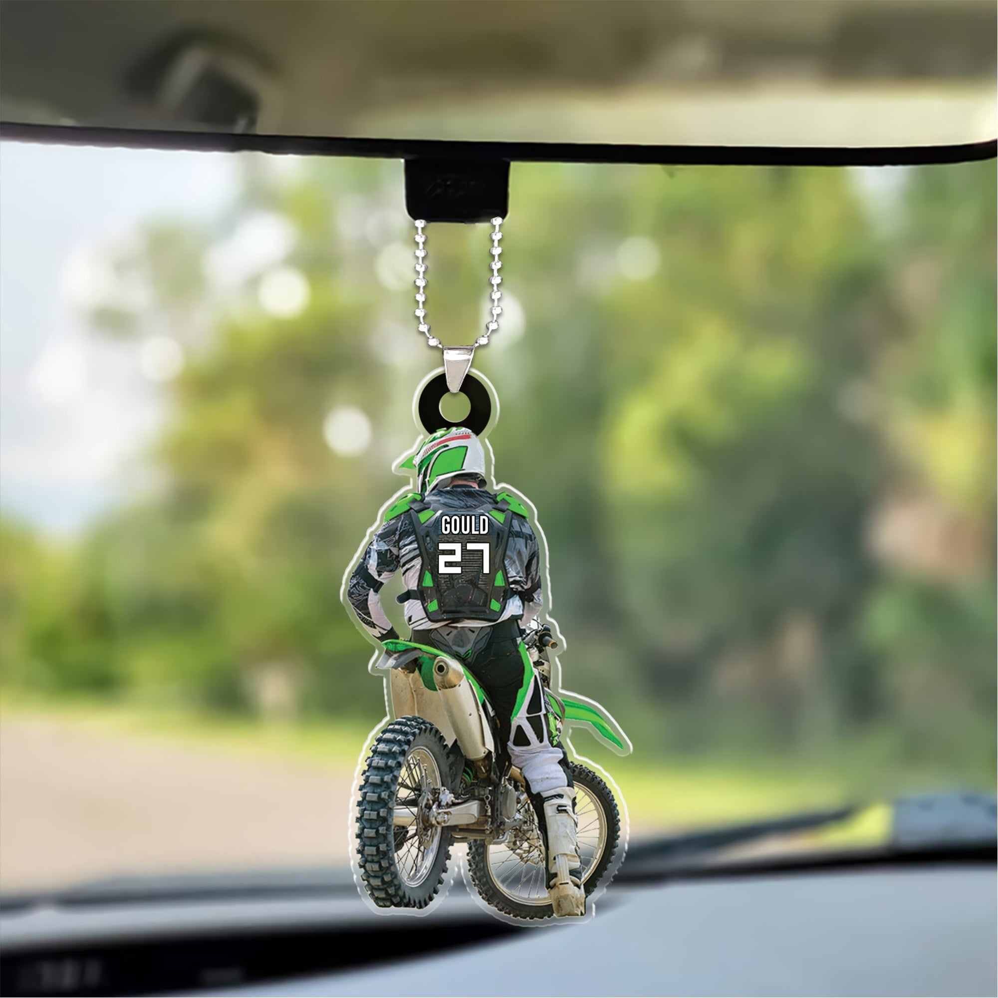 Personalized Motocross Racer Car Ornament, Customized Car Ornament For Motocross Lovers