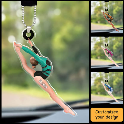 Customized Gymnastics Woman Acrylic Car Ornament - Gift For Gymnasts Female