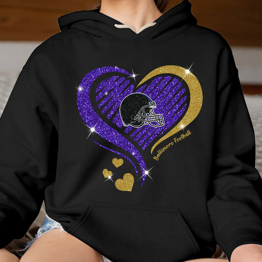 Baltimore Football Twinkle Heart Hoodie, Sweatshirt, Long Sleeve, T Shirts For Men & Women, Baltimore Lover
