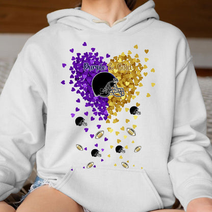 Baltimore Football Purple And Metallic Gold in My Heart Hoodie, T Shirts, Sweatshirt - Gift For Mens, Womens and Baltimore Lovers