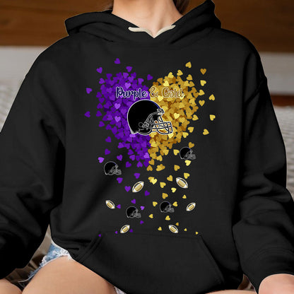 Baltimore Football Purple And Metallic Gold in My Heart Long Sleeve T Shirts hoodie - Gift For Mens, Womens and Baltimore Lovers