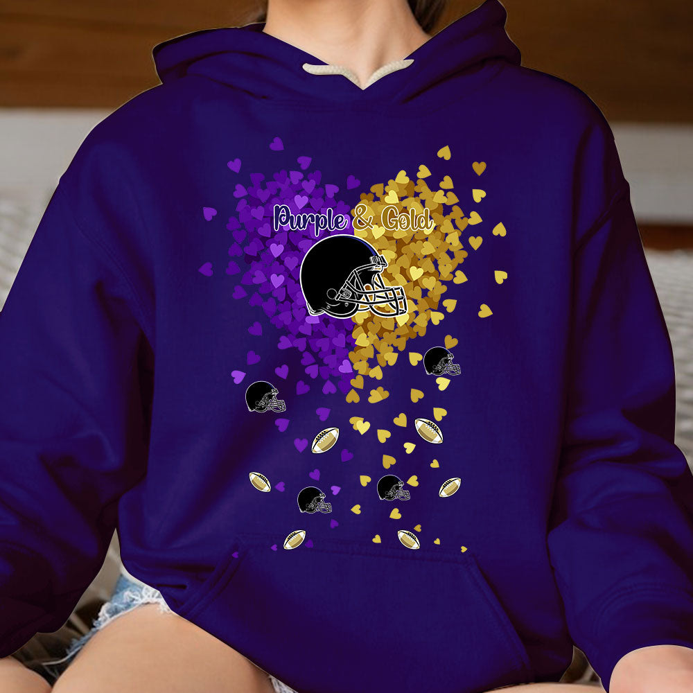 Baltimore Football Purple And Metallic Gold in My Heart Hoodie, T Shirts, Sweatshirt - Gift For Mens, Womens and Baltimore Lovers