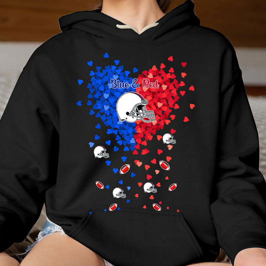 Buffalo Football Royal Blue and Red in My Heart Hoodie, T Shirts, Sweatshirt - Gift For Mens, Womens and Buffalo Lovers