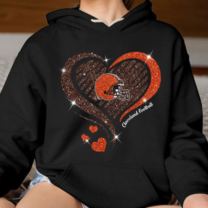 Cleveland Football Twinkle Heart T Shirts, Sweatshirt, Hoodie, Long Sleeve For Men & Women, Cleveland Lover