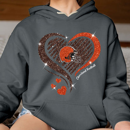 Cleveland Football Twinkle Heart Sweatshirt, Hoodie, Long Sleeve, T Shirts For Men & Women, Cleveland Lover