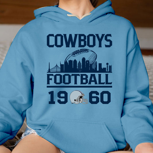 Cowboys Football Skyline Hoodie For Men Women Family Love Cowboys Sport, 1960 Cowboys Football Hoodie