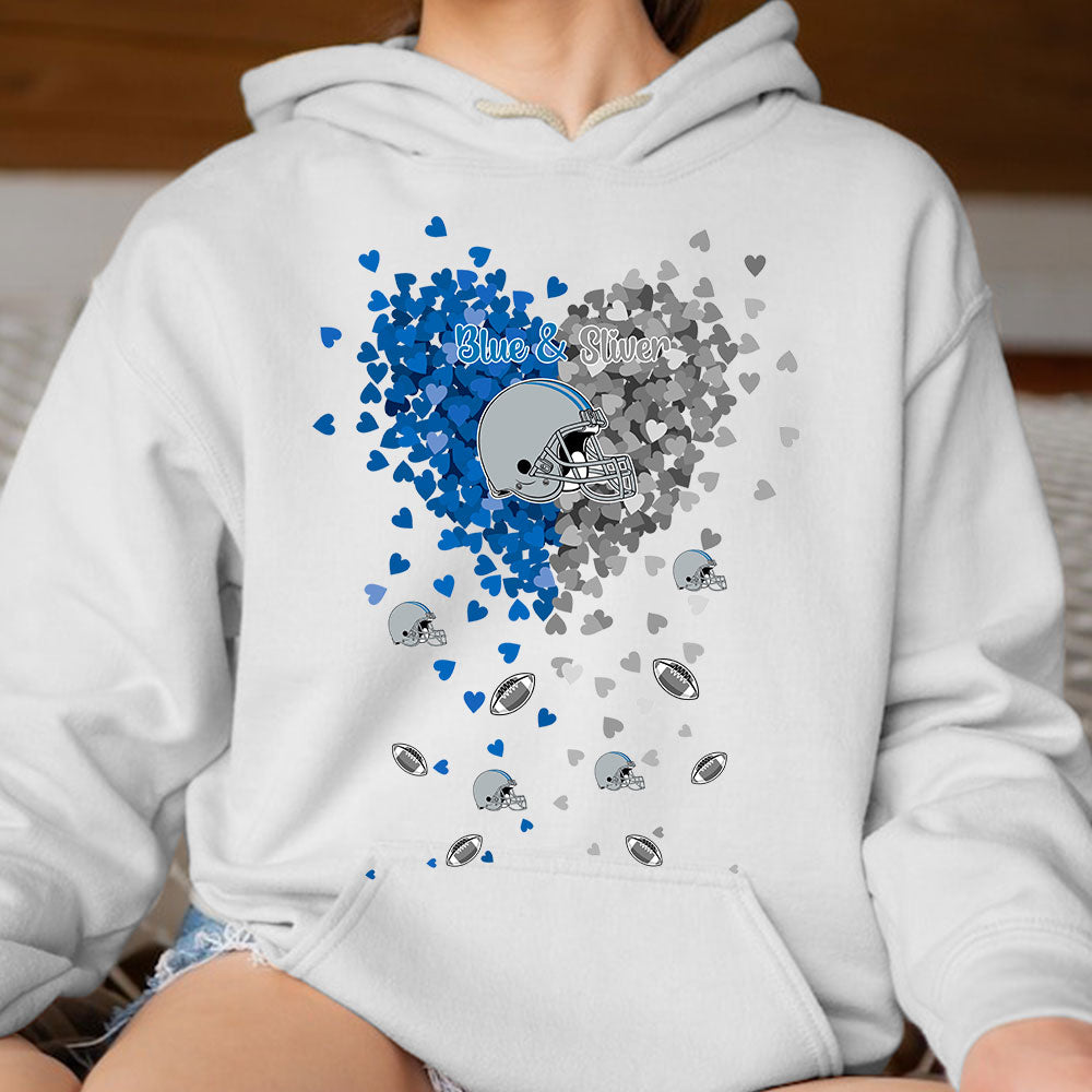 Detroit Football Silver and Blue in My Heart Sweatshirt T Shirts hoodie - Gift For Mens, Womens and Detroit Lovers