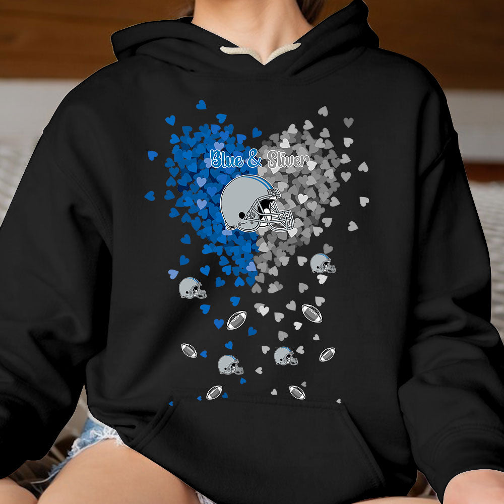 Detroit Football Silver and Blue in My Heart T Shirts hoodie, Sweatshirt - Gift For Mens, Womens and Detroit Lovers