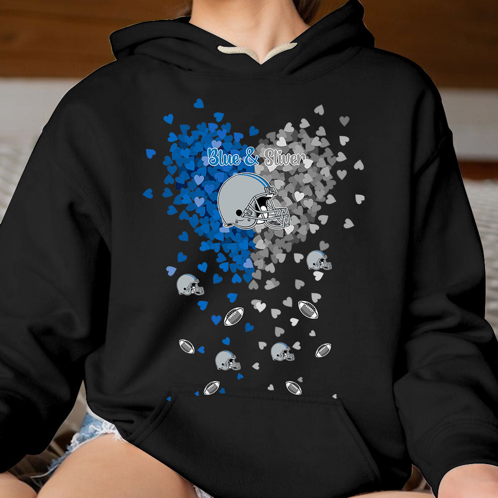 Detroit Football Silver and Blue in My Heart Sweatshirt T Shirts hoodie - Gift For Mens, Womens and Detroit Lovers