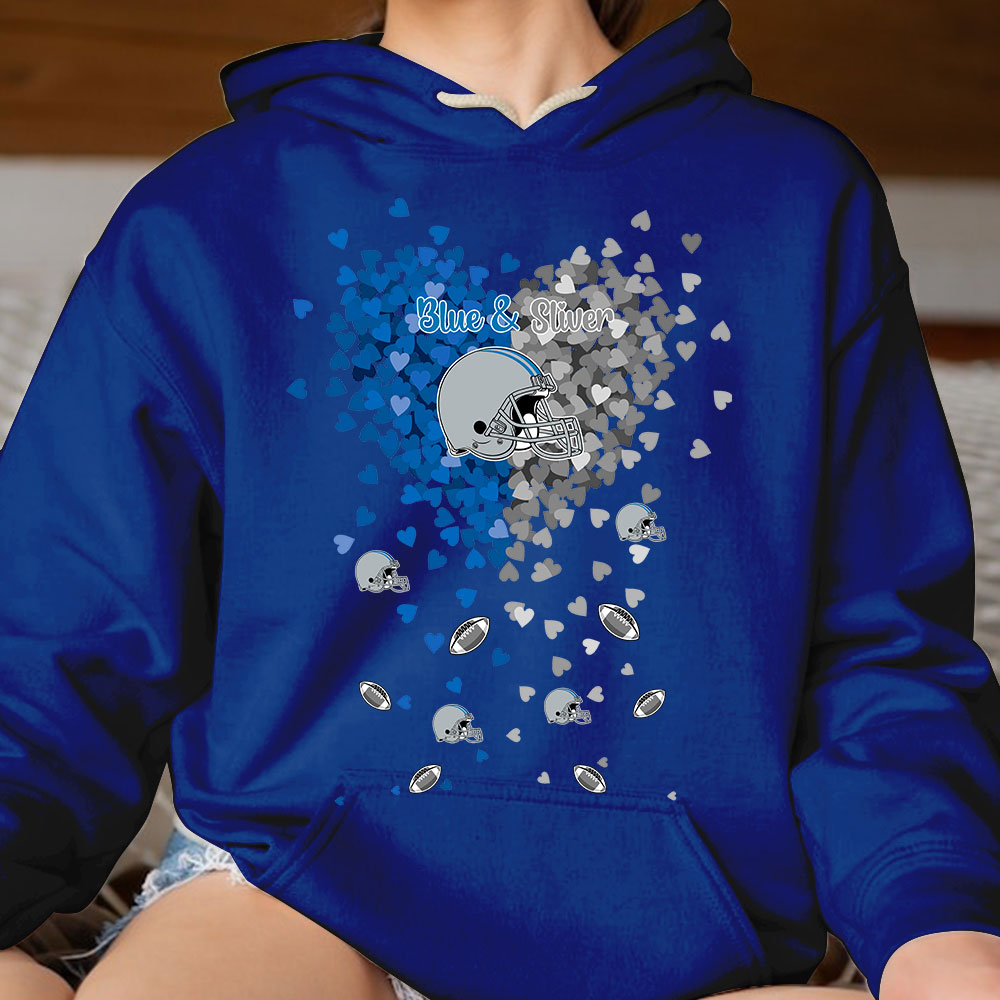 Detroit Football Silver and Blue in My Heart T Shirts hoodie, Sweatshirt - Gift For Mens, Womens and Detroit Lovers