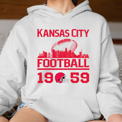 Kansas City Football Skyline Sweatshirt For Men Women Family Love Kansas City Sport, 1959 Kansas City Football Sweatshirt
