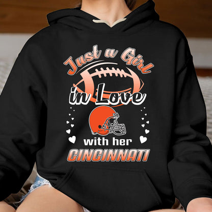 Cincinnati Football Just A Girl In Love With her Cincinnati T Shirt, Hoodie, Sweatshirt, Long Sleeve