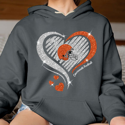 Cincinnati Football Twinkle Heart T Shirts, Sweatshirt, Hoodie, Long Sleeve For Men & Women, Cincinnati Lover