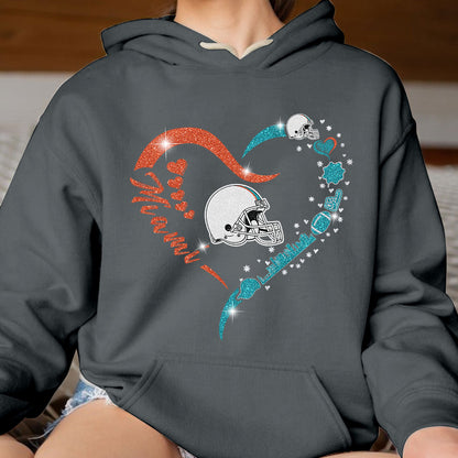 Miami Football In My Heart T Shirts, Hoodie, Sweatshirt, Long Sleeve, For Men & Women, Miami Lover