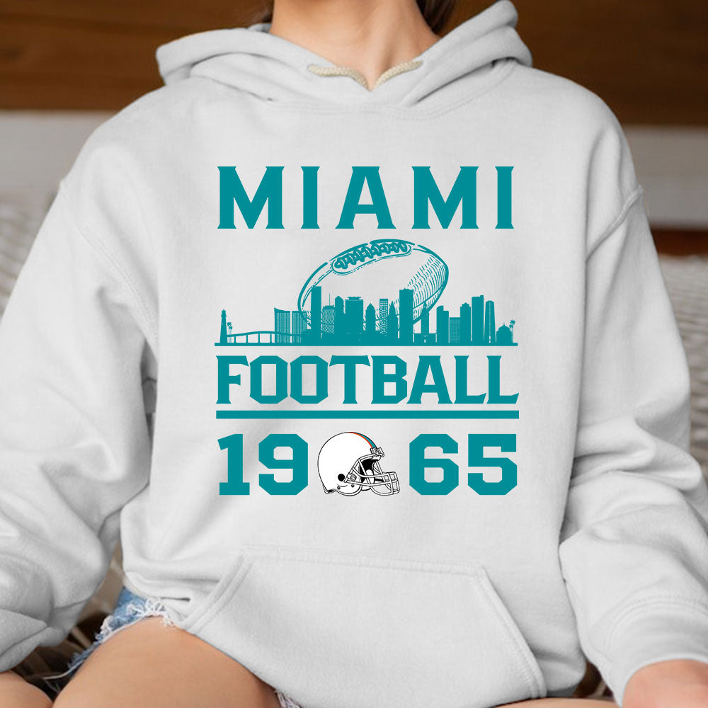 Miami Football Skyline T-Shirts For Men Women Family Love Miami Sport, 1965 Miami Football T-Shirts