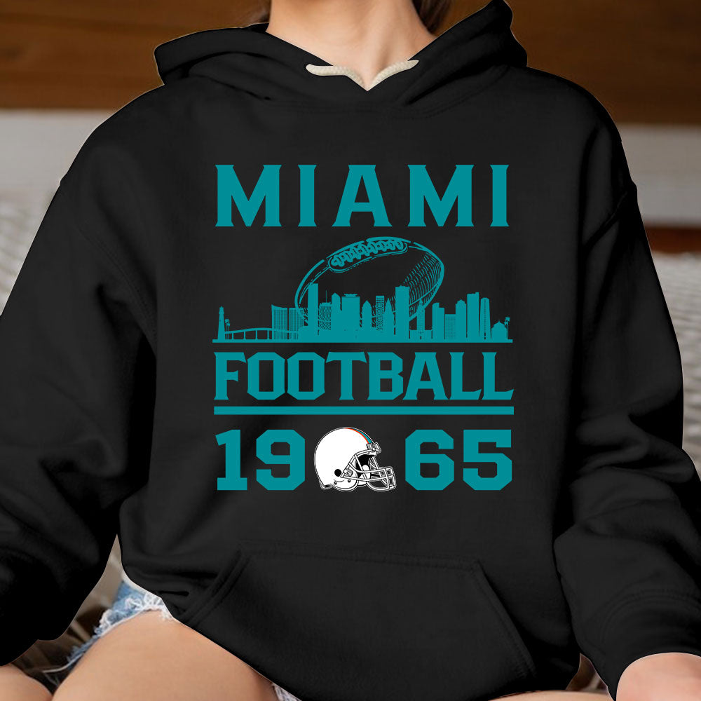Miami Football Skyline T-Shirts For Men Women Family Love Miami Sport, 1965 Miami Football T-Shirts