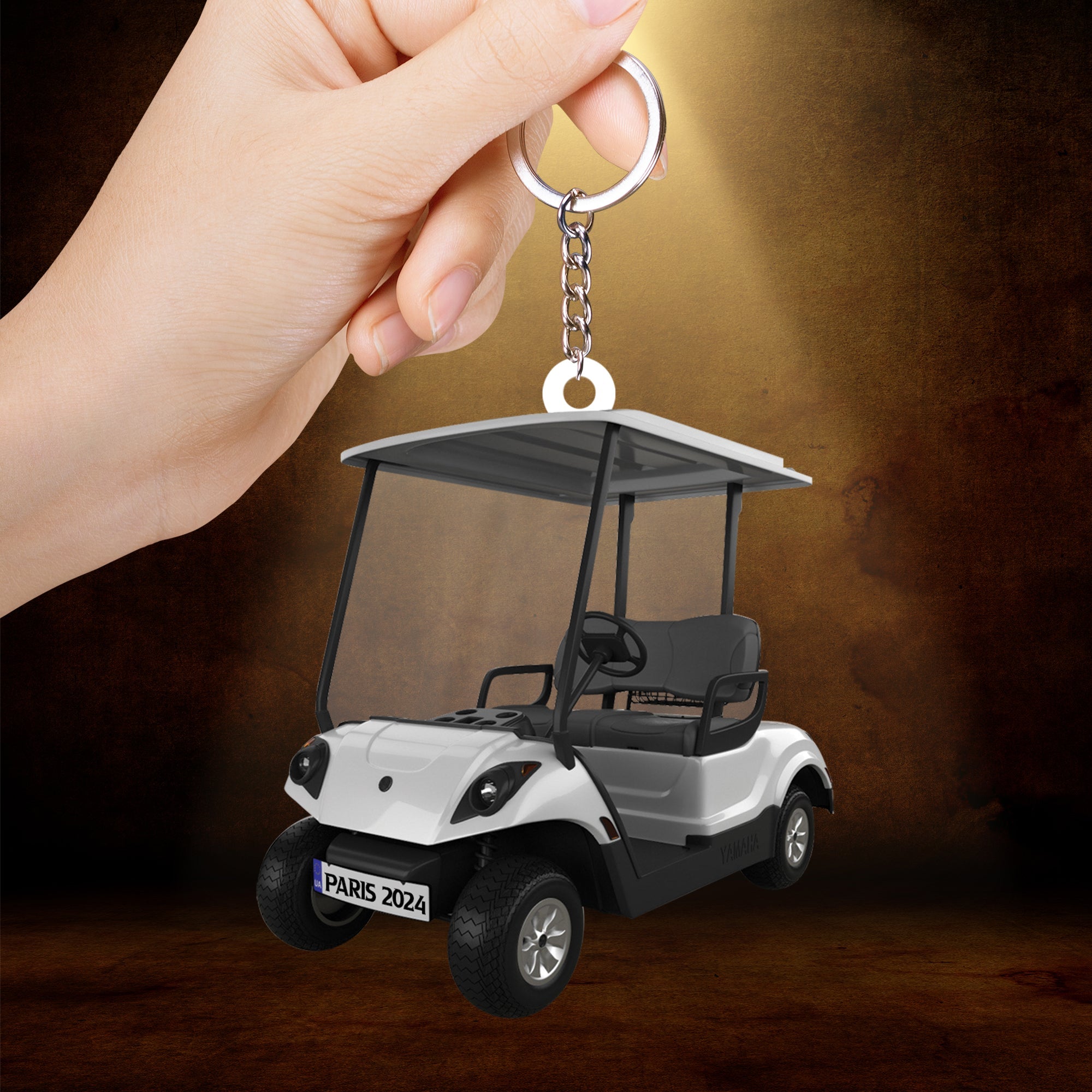 Custom Golf Acrylic Keychain, Personalized Golf Car Acrylic Keychain Gift For Golf Lover Golf Players