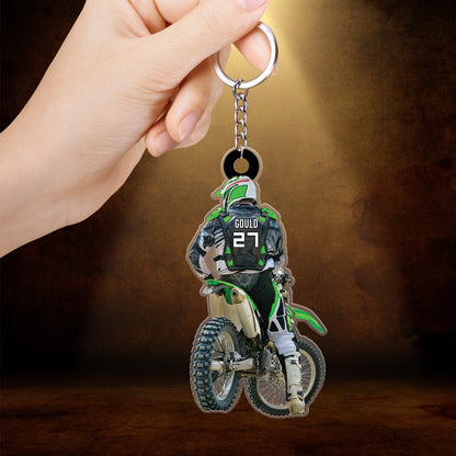 Personalized Motocross Racer Car Ornament, Customized Car Ornament For Motocross Lovers