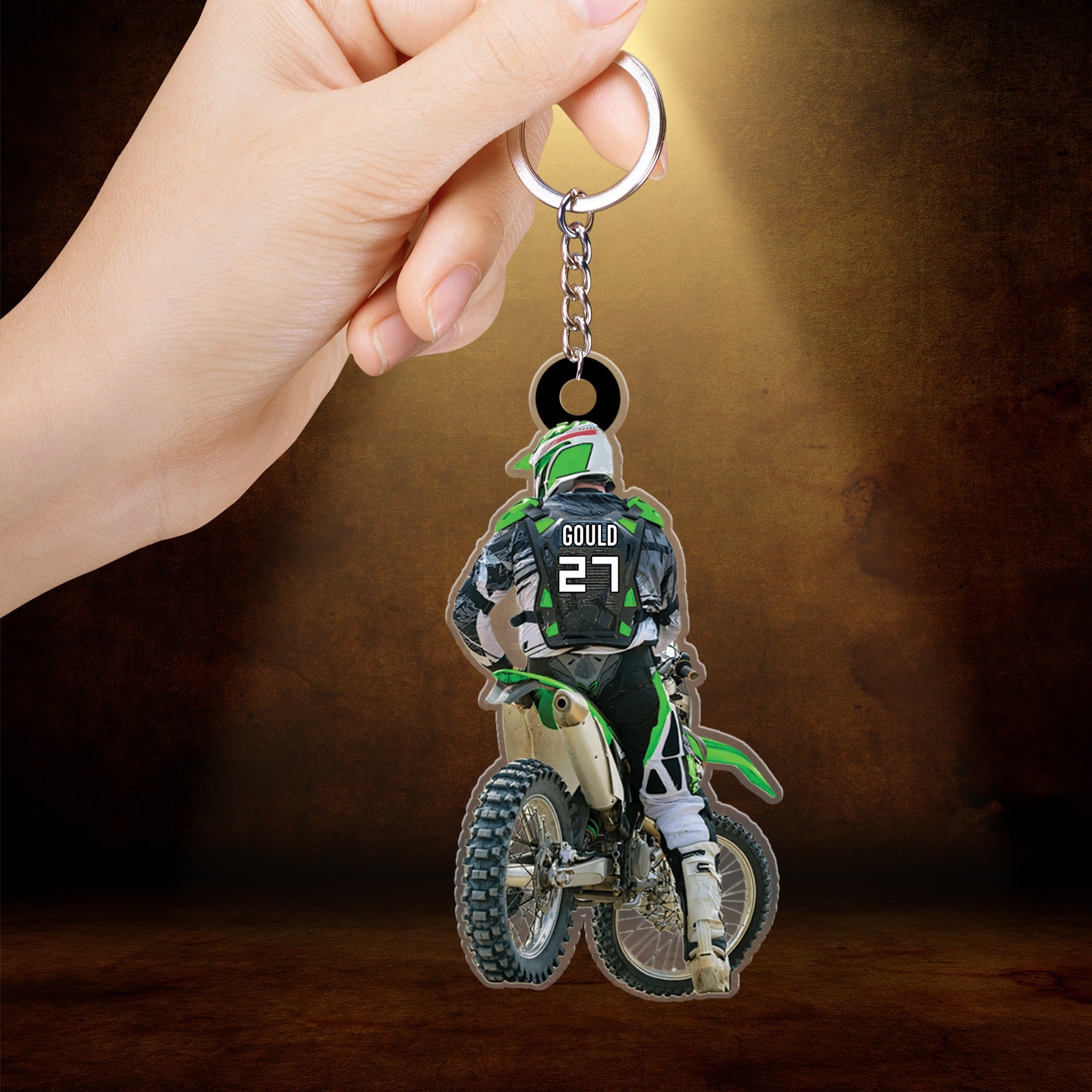 Personalized Motocross Racer Acrylic Keychain, Customized Acrylic Keychain For Motocross Lovers