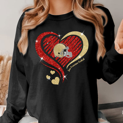 San Francisco Football Twinkle Heart Hoodie, Sweatshirt, Long Sleeve, T Shirts For Men & Women, San Francisco Lover