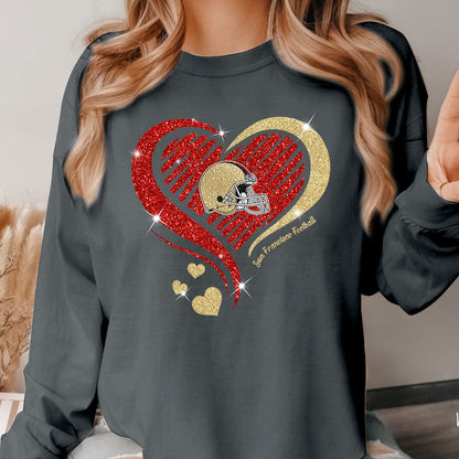 San Francisco Football Twinkle Heart Hoodie, Sweatshirt, Long Sleeve, T Shirts For Men & Women, San Francisco Lover