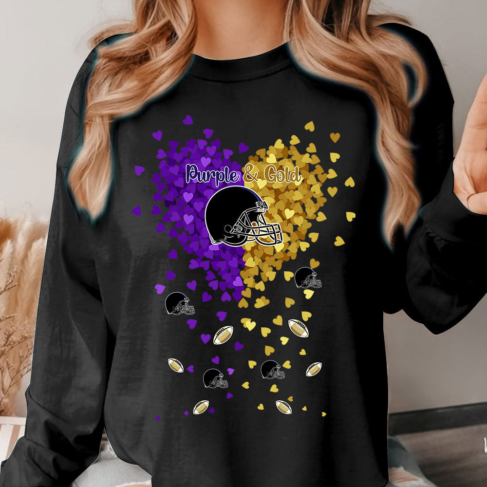 Baltimore Purple And Metallic Gold in My Heart T Shirts hoodie, Sweatshirt - Gift For Mens, Womens and Baltimore Lovers