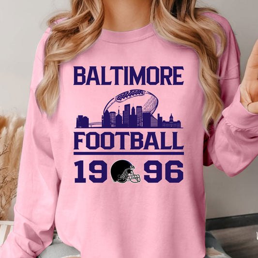 Baltimore Football Skyline Long Sleeve For Men Women Family Love Baltimore Sport, 1996 Baltimore Football Long Sleeve Shirts