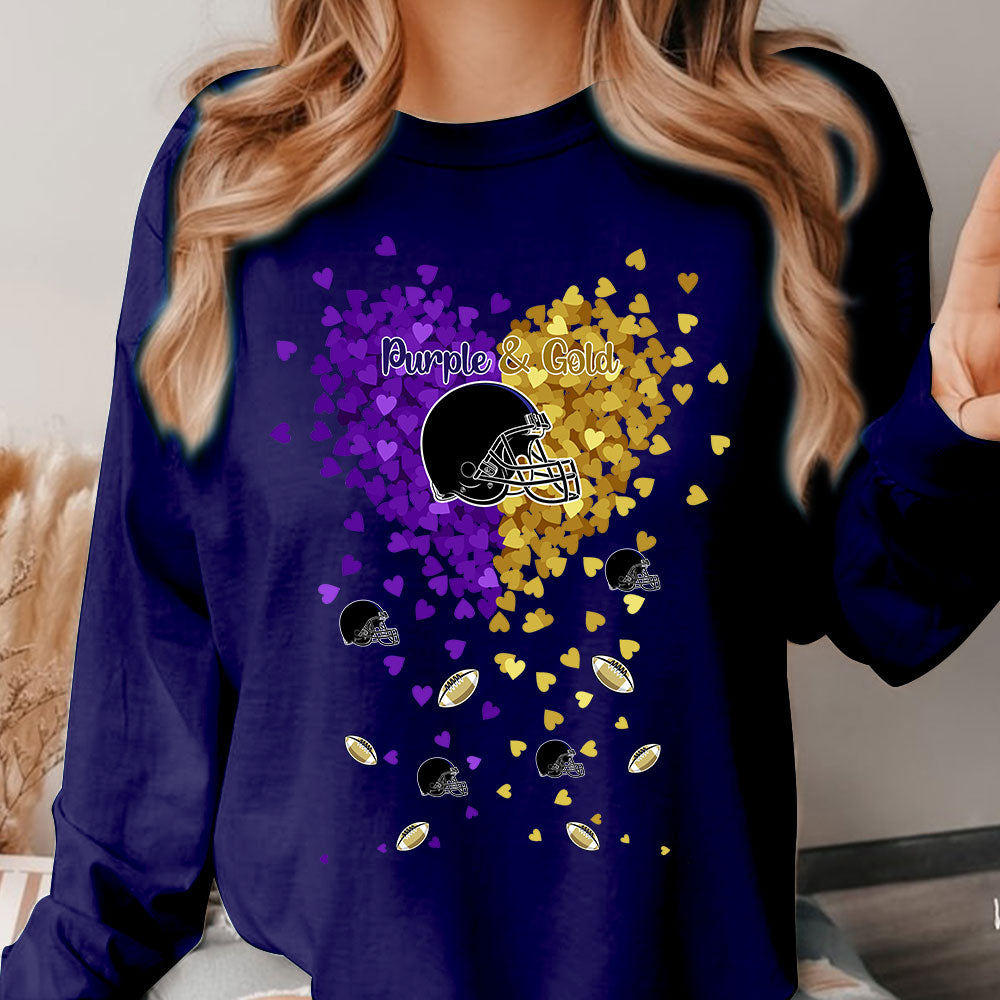 Baltimore Purple And Metallic Gold in My Heart T Shirts hoodie, Sweatshirt - Gift For Mens, Womens and Baltimore Lovers