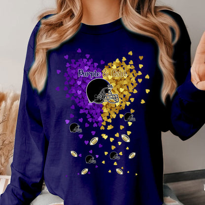 Baltimore Football Purple And Metallic Gold in My Heart Hoodie, T Shirts, Sweatshirt - Gift For Mens, Womens and Baltimore Lovers