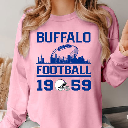 Buffalo Football Skyline Long Sleeve Shirts For Men Women Family Love Buffalo Sport, 1959 Buffalo Football Long Sleeve Shirts