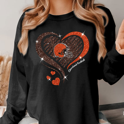 Cleveland Football Twinkle Heart Long Sleeve, T Shirts, Sweatshirt, Hoodie For Men & Women, Cleveland Lover