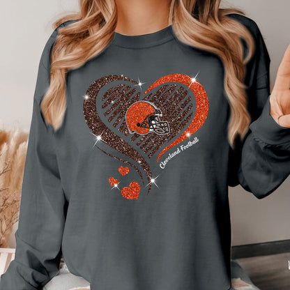Cleveland Football Twinkle Heart T Shirts, Sweatshirt, Hoodie, Long Sleeve For Men & Women, Cleveland Lover